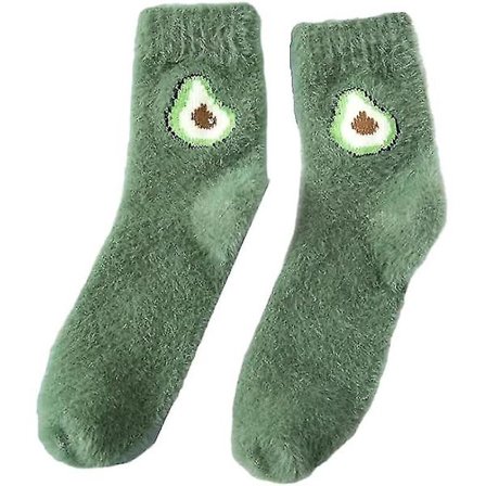 Fuzzy Frugtstrømper til damer 5 par/lot Avocado Kirsebær Koral Gulvsko - q36