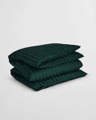 GANT - Stripete enkeltdynetrekk i sateng 140x200cm og 140x220cm tartan green