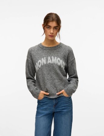 Vero Moda Vmamoremio Ls O-Neck Pullover Boo - Grey - XS