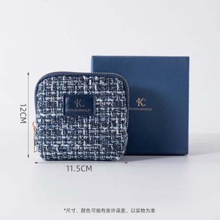 Lille duft smykkeopbevaringspose, bærbar mini lagdelt opbevaringspose, ring armbåndspose, rejse smykke finishpose Blå