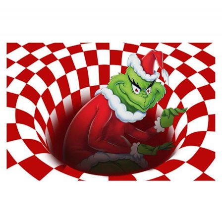 Grinch Julematte Dørmatte Sklisikker 3D-illusjon Velkomst Dørmatte Julehjeminnredning Gave