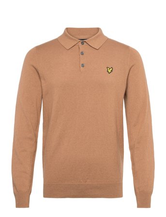 Cotton Merino Long Sleeve Knitted Polo Brown Lyle & Scott
