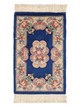 Hand Knotted China 90 Line Rug 60X90 Brown/Dark Blue