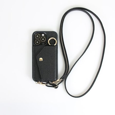 iPhone 14 Plus, telefondeksel med snor, TPU SIM-kortspor telefondeksel, svart