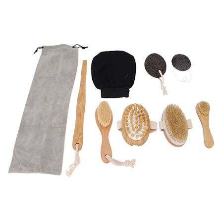 Multifunktionelt badebørstesæt Rygskrubber Eksfolierende børster Langskaftet massagebørste