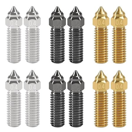 Dyser Kit 0,4 mm 3D-printer 4 stk. Hærdet stål dyse + 4 stk. Kobberlegering dyse + 4 stk. Messing dyser Kit til K1, K1 MAX