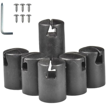 Trampolinrørhætter - Tykke, holdbare trampolinstang endehætter, erstatningsdæksel til fladt stålplade topringsystem, sort,