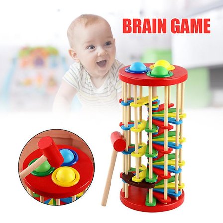 Trækuglebane Trælegetøj Farverig Stige Hammer Banke Tidlig Uddannelse Legetøj Klassisk Bankning