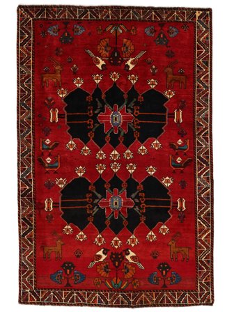 Anudada A Mano Gashgai Fine Alfombra 176X267 De Lana Rojo Oscuro/Negro