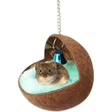 Papegøje Fuglerede, Kokosnød Fugle Hus, Hængende Seng Fugl, med Måtte og Klokke, til Bur, Legetøj, Parakit, Hamster, Hjemmeindretning (Måtte Tilfældig