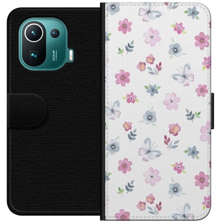 Plånboksfodral till Xiaomi Mi 11 Pro med Blommor och fjärillar