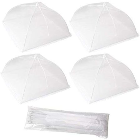 4-pack Stora och Starka Pop Up Mesh Skärm Mat Skydd Tält, Återanvändbara och Hopfällbara Utomhus Mat Skydd, Mat Beskyddare Tält Håll Flugor och 