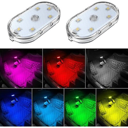 2/4 stk Bil LED Lys Magnetiske Bil Interiør Stemningslys USB Genopladelige LED Lys Berøringsfølsom Bil Læselys Natlys