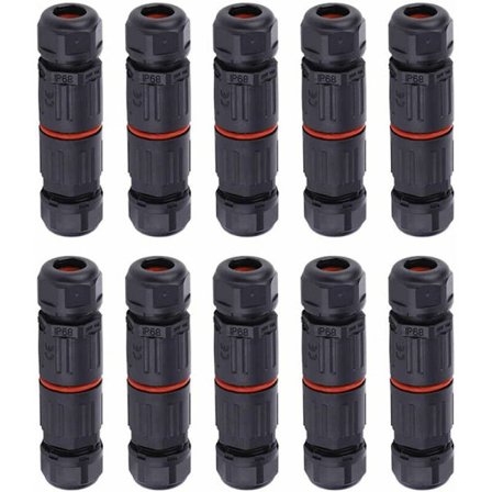 WHPPS 10 stk IP68 Vanntett Rett Kontakt Koblingsboks Elektrisk Ledning Kabel 3 Pin Utendørs Kontakt Sokkel Terminalblokk