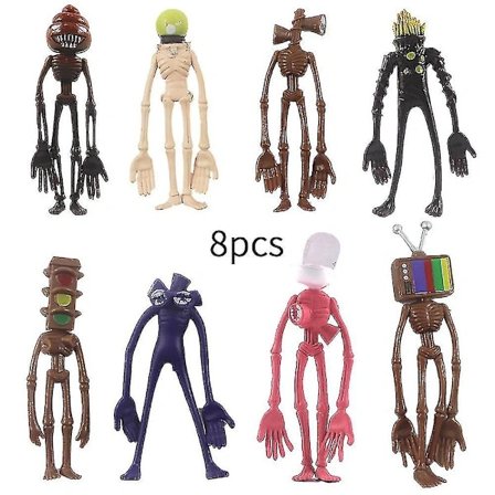 8 kpl Siren Head -toimintahahmoleluja Kakunkoristeet Pöytäkoristeet Koristelu Lastenjuhlatarvikkeet