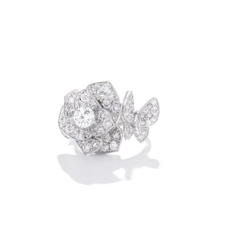 Lyxig retro utsökt ring med blommor från andra sidan, ros, för kvinnor