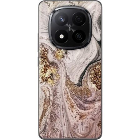 Kompatibelt Mobildeksel til Xiaomi Redmi Note 14 Pro+ Beige guldmarmor luksuriøs design med myke linjer og metallisk glans inspirert av elegant interi