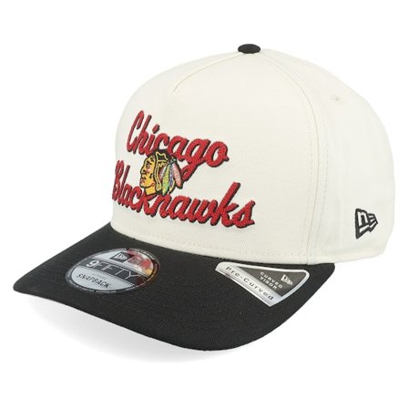 New Era - White adjustable Gorra - Chicago Blackhawks 9FIFTY Chainstitch Chrome White/Black A-frame Adjustable @ Hatstore