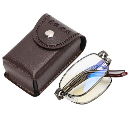 Sinistä valoa estävät, väsymystä ehkäisevät, kokoontaitettavat lukulasit miehille ja naisille, 100 musta kehys