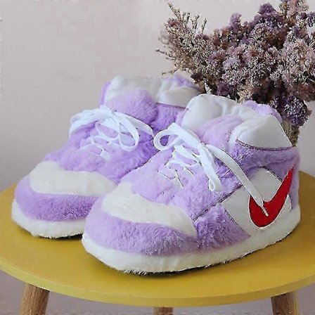 Sneakers-lignende plys hjemmesko Kreativ indpakning Fuzzy Varme Vinter Indendørs Træsko Bomuldssko