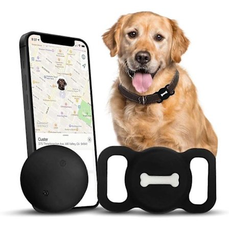 Hundetracker som Airtag - Ingen månedlige gebyrer, fungerer med Find My til lokationssporing (Sort)