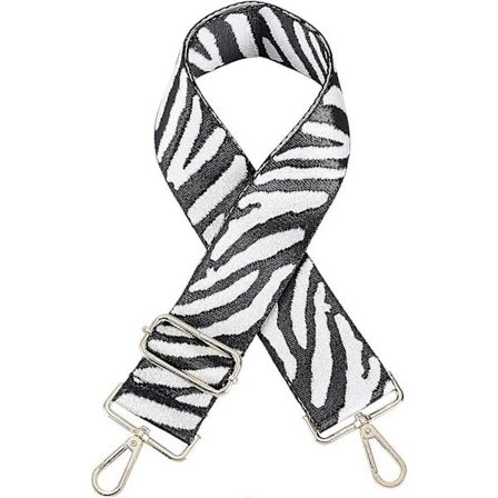 Justerbar veskereim i polyester med legeringsspenner for utskifting av vesketilbehør, sebra-mønster (LGL)