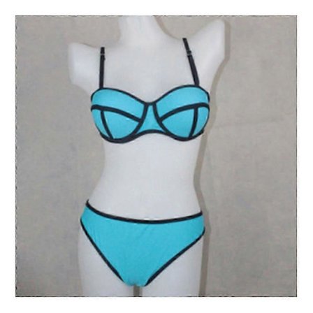 Bikinisæt Camisole Halter Sexet Kontrastfarve Dame Badetøj Badedragt