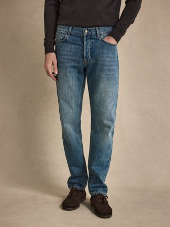 John Henric Men's Mittelblaue Jeans Tapered Fit Size 34