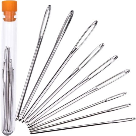 Sæt med 9 Store Øjne Stump Spids Nåle, Stål Nåle til Garn K