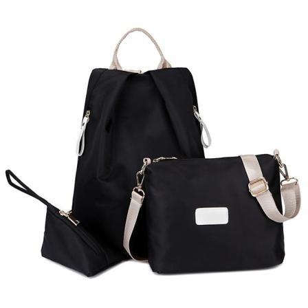 Skoletaske til piger, skuldertaske, Oxford-stof, tredelt sæt, rejsetaske, all-match, lille nylon Black