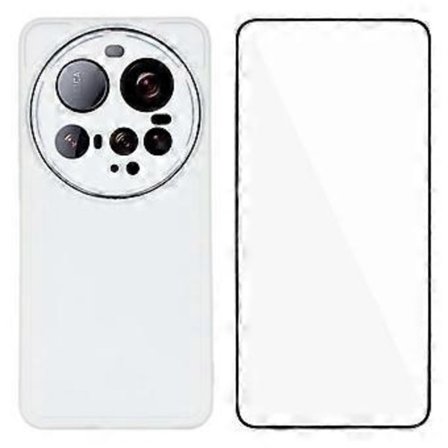 Kompatibel med Xiaomi 15 Ultra TPU-deksel WANLONFENG DKSM-serien Elektroplettert ramme Bakdeksel med herdet glass (Hvit)