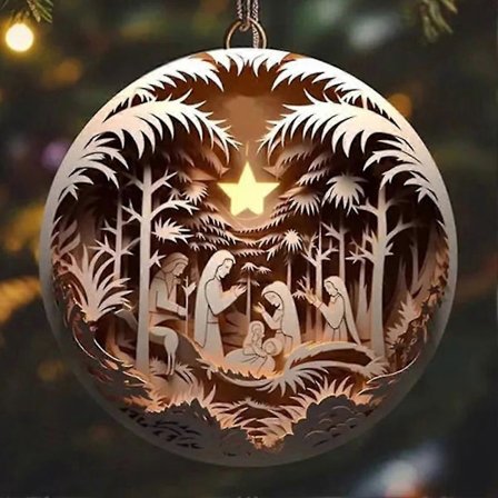 3D Julekrybbe Ornamenter Julekugle Juletræ Hængende Vedhæng Til Familie Venner Kristne G