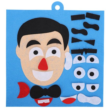 Ansigtsudtryk Puslespil Legetøj Filt Klud Klistermærke Sæt til Forældre-Barn DIY Aktiviteter (Mandlig)