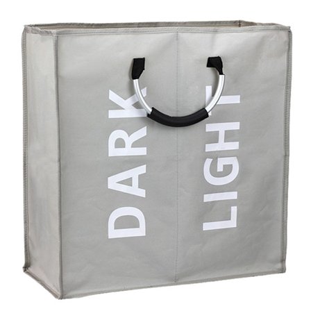 Stor sammenklappelig vasketøjskurv med 2 sektioner til soveværelse, stof