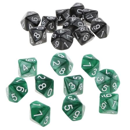 20st tiosidiga tärningar d10 dies för d u0026 d rpg mtg partyspel leksak grön och svart