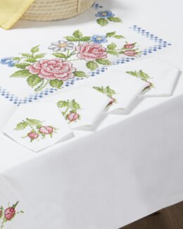 Servietter Rosa roser med eller uten garn - Med garn - Duftin