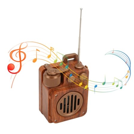 Retro Bluetooth-högtalare Radio Träimitation HiFi Förlustfri Ljud Stöder U-disk Minneskort Bluetooth-högtalare med FM-radio