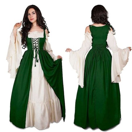 Dame Cosplay Middelalderkjole Vintage Performance Piratkostume Irsk Kjole til Ferier Ferietyøj-lingling}