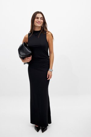 NA-KD Basic Soft Line Maxi Skirt - Lange nederdele - Sort - L