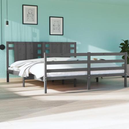 Vidaxl Sängram Grå Massiv Furu 180x200 Cm Grå