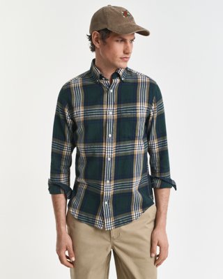 GANT - Klassisk regular fit flanellskjorte med ruter til herre tartan green
