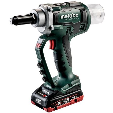 Metabo NP 18 LTX BL 5.0 Nitte pistol med 2 stk 4,0 Ah batterier og oplader, Maskiner