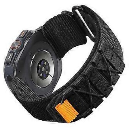 Kompatibel med Samsung Galaxy Watch Ultra 47mm Nylon Magic Tape Klokkereim Militærstil Justerbar Rem (Svart)