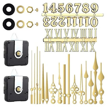 Tyst klokkemekanisme Quartz Urværk Maskine Vægviser Sæt til Udskiftning af Ur Black Gold