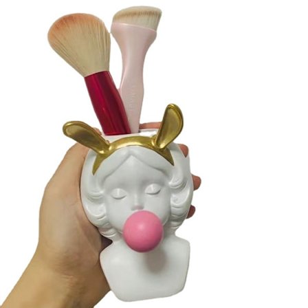 1 hvid harpiks vase, sød kaninøre pige tyggegummi vase, ansigt