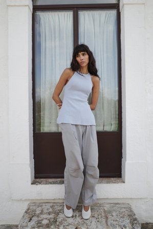 NA-KD Knitted Sleeveless Slit Top - Strikkede toppe - Blå - M