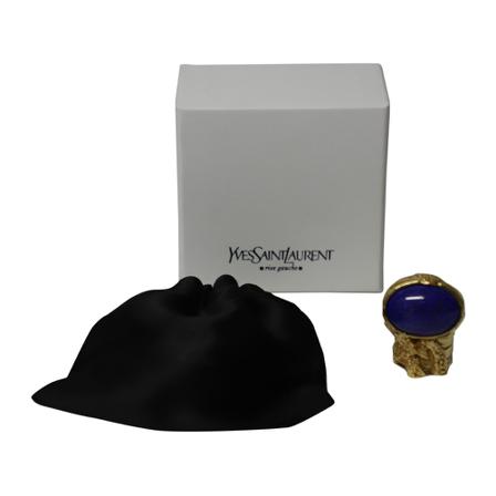 Saint Laurent Vintage Pre-Owned Paris Arty Blue Ring in Gold Metal Gul, Dame Vintage Smykker, Størrelse: ONE Size