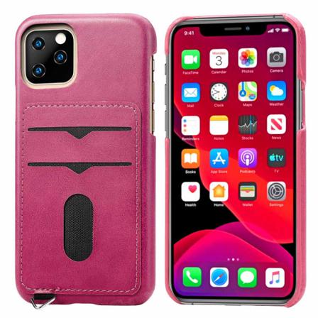 Iphone 11 Pro Max - Elegant Smart Skal Med Korthållare Grå