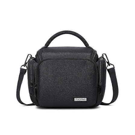 Kameraveske for skulder, vanntett kameraveske med justerbar skulderstropp, bærbar kameraveske, kompatibel for Nikon, Canon, Sony, etc. (Svart)