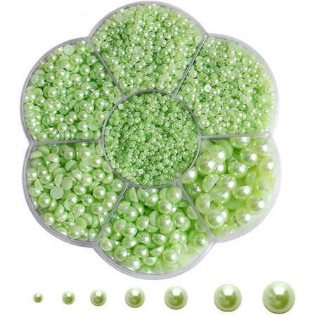 5600 vaaleanvihreää puolihelmeä askarteluun, kynsien koristeluun, kynsien koristeluun, askarteluun, litteäpohjaiset helmikosmetiikka, taiteilijan 